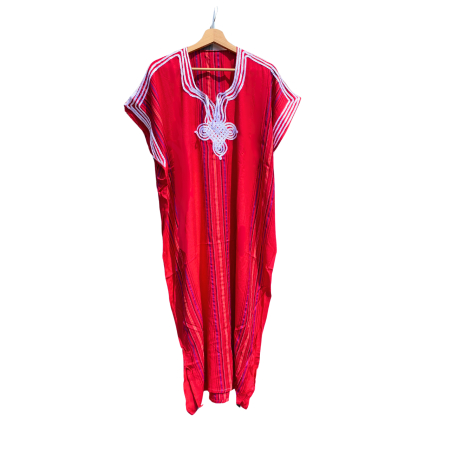 Marok. Gewand/Kaftan Kleid 100 % Cotton (Rot)