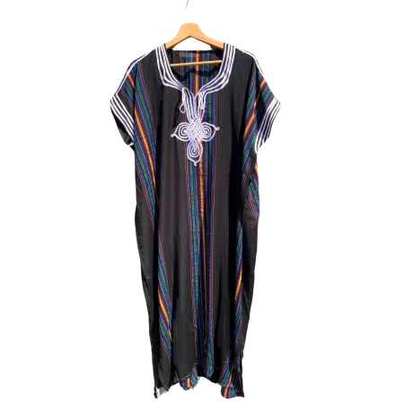 Marok. Gewand/Kaftan Kleid 100 % Cotton (Schwarz)